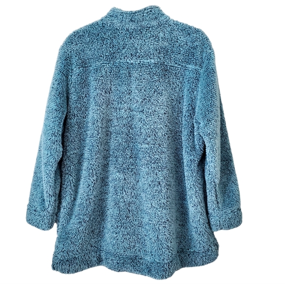 Soft Surroundings Women's Sherpa Pullover Sweater Small Blue Quarter Zip Pockets - Picture 8 of 8